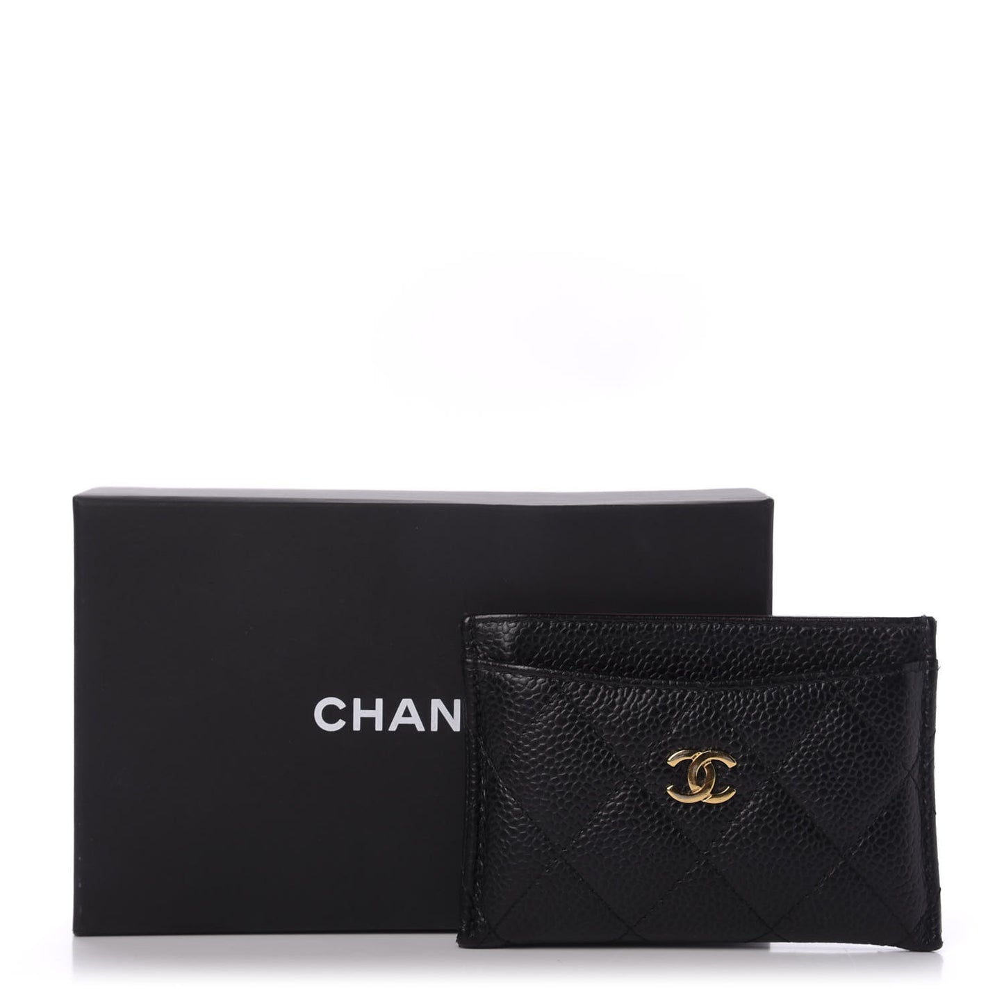 Caviar Quilted Card Holder Black