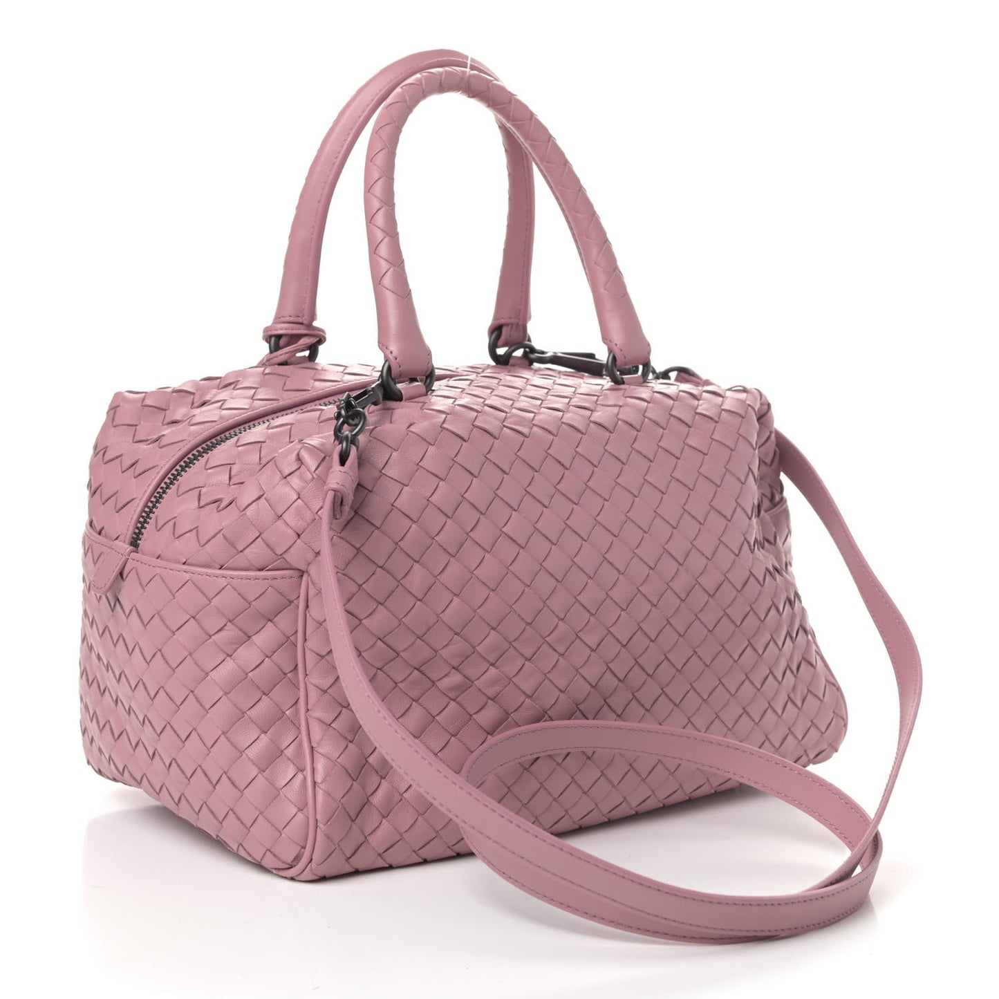 Nappa Intrecciato Satchel Dusty Rose