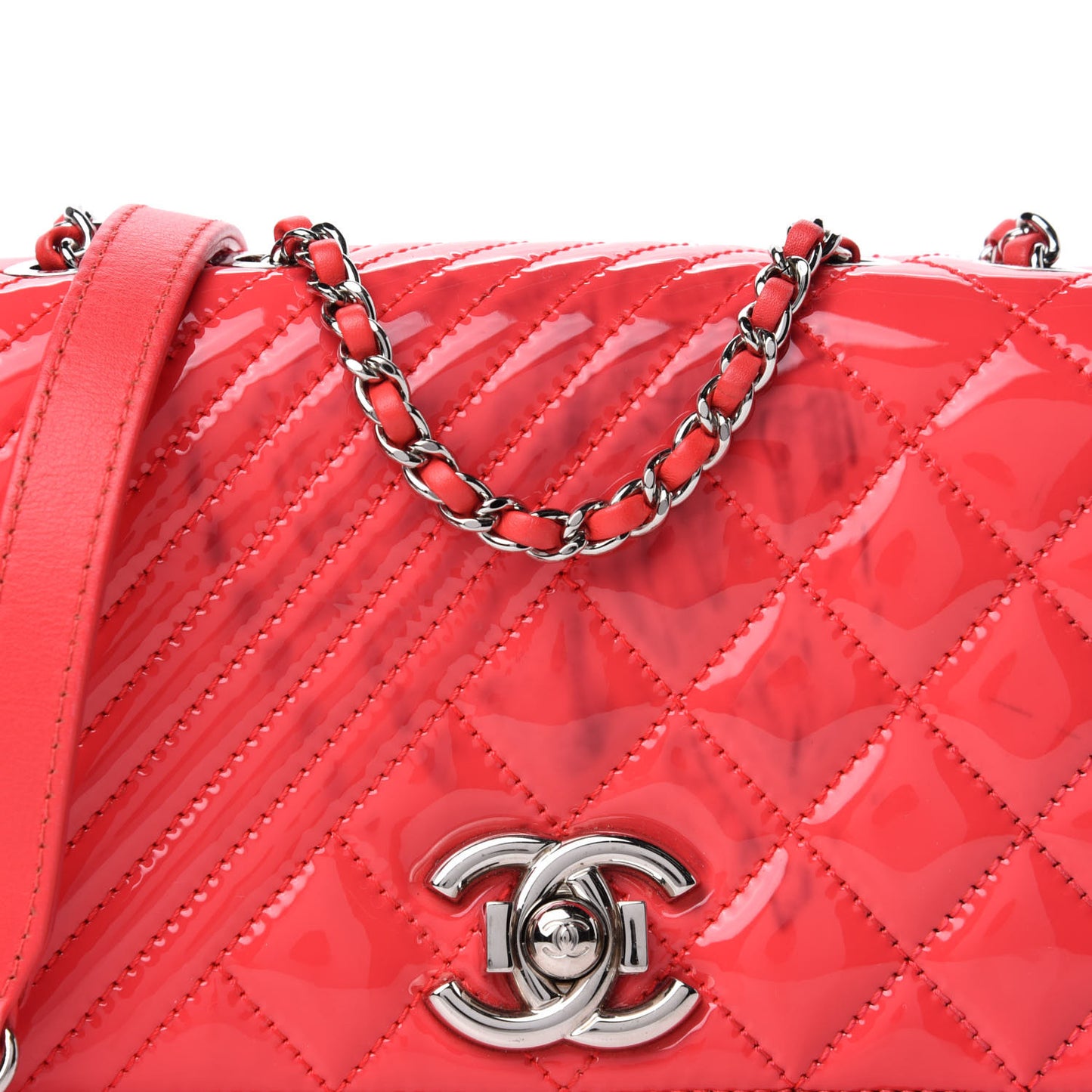 Patent Quilted Small Coco Boy Flap Pink