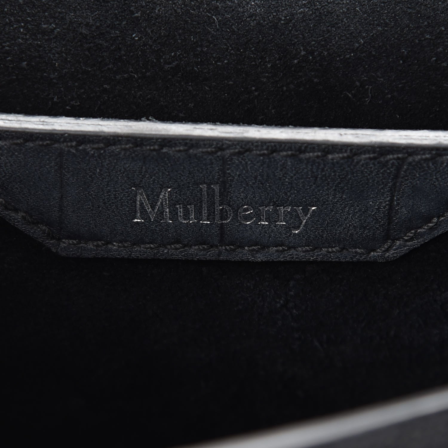 Mulberry Calfskin Crocodile Embossed Small Amberley Satchel Black 5 of 7