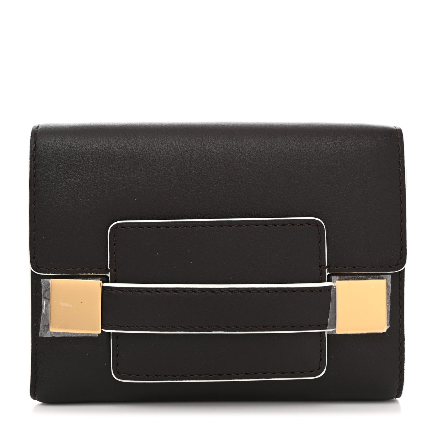 Delvaux Calfskin Madam Tri-Fold Wallet Dark Brown 1 of 7
