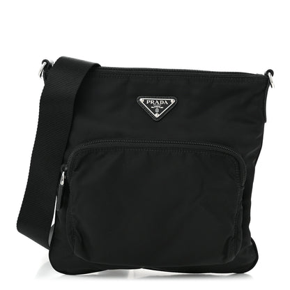 Prada Tessuto Nylon Saffiano Flat Messenger Bag Black 1 of 10