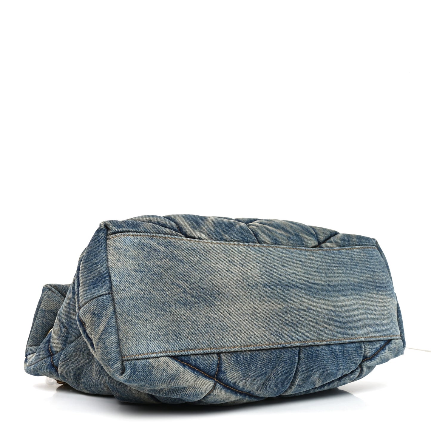 Denim Quilted Medium Loulou Puffer Monogram Chain Satchel Blue Cinnamon