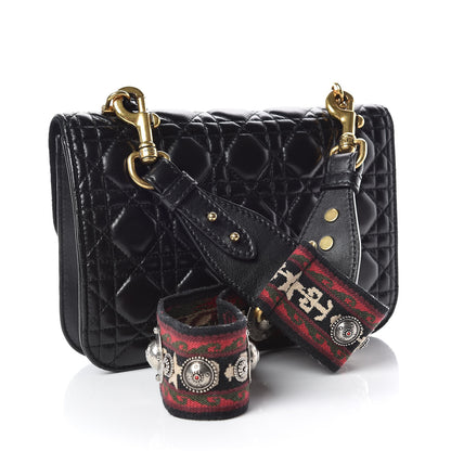Christian Dior Lambskin Cannage Large Dioraddict Flap Bohemian Strap Black 3 of 11