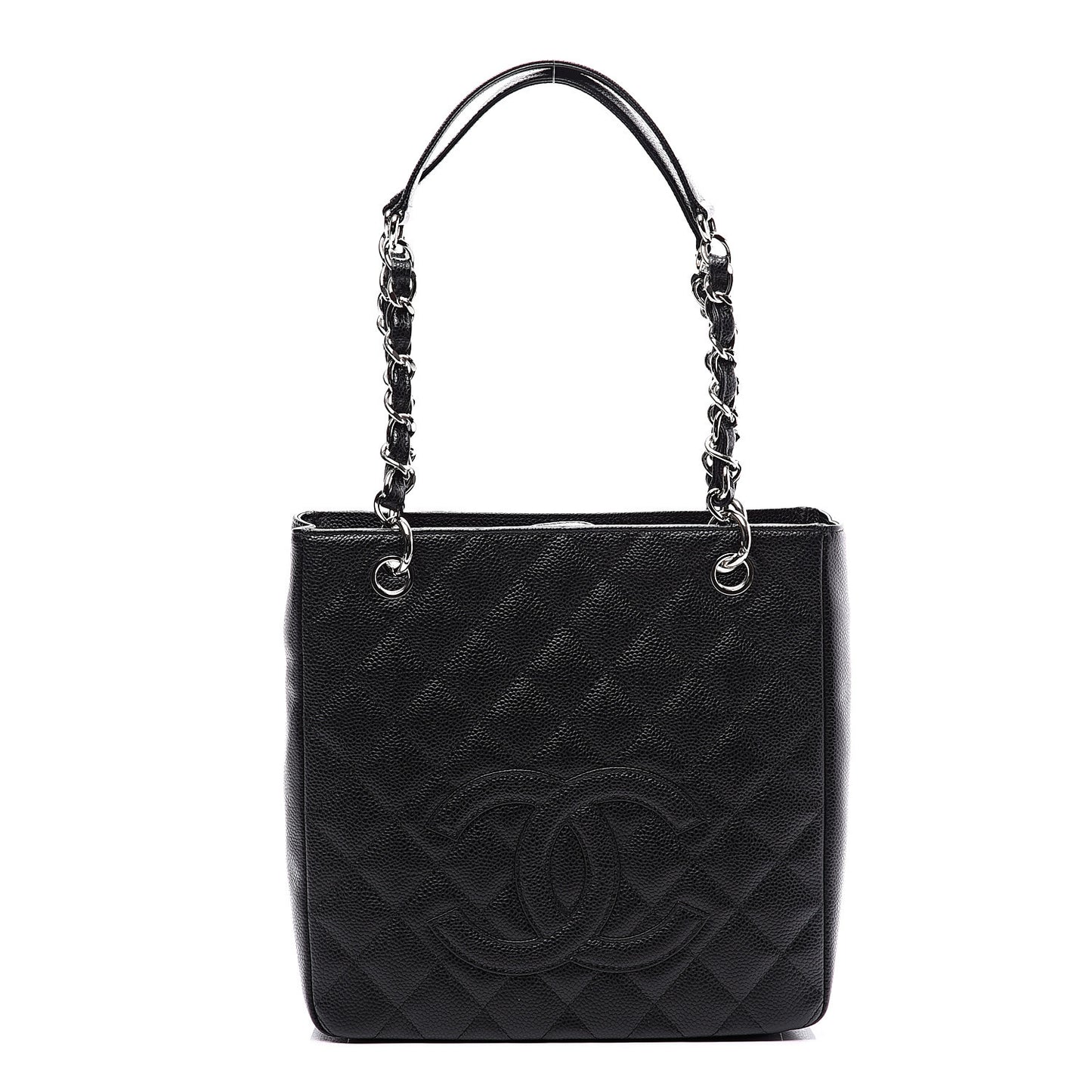Caviar Quilted Petit Shopping Tote PST Black