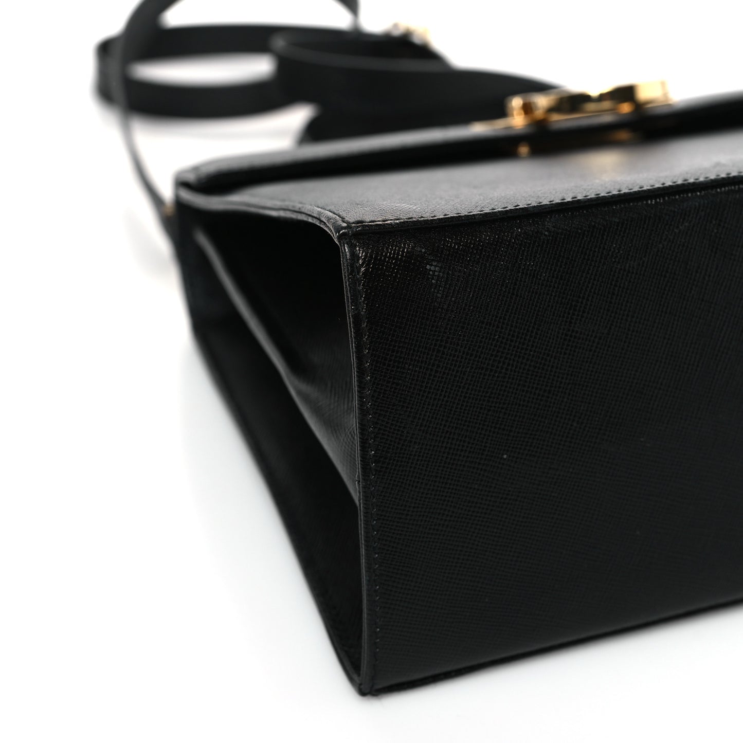 Hammered Calfskin Iconic Large Top Handle Bag Black