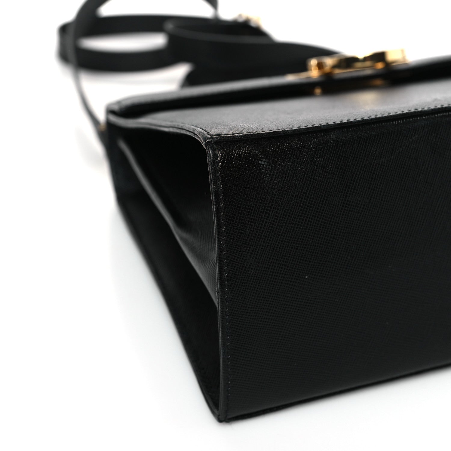 Salvatore Ferragamo Hammered Calfskin Iconic Large Top Handle Bag Black 7 of 10