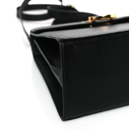 Salvatore Ferragamo Hammered Calfskin Iconic Large Top Handle Bag Black 7 of 10