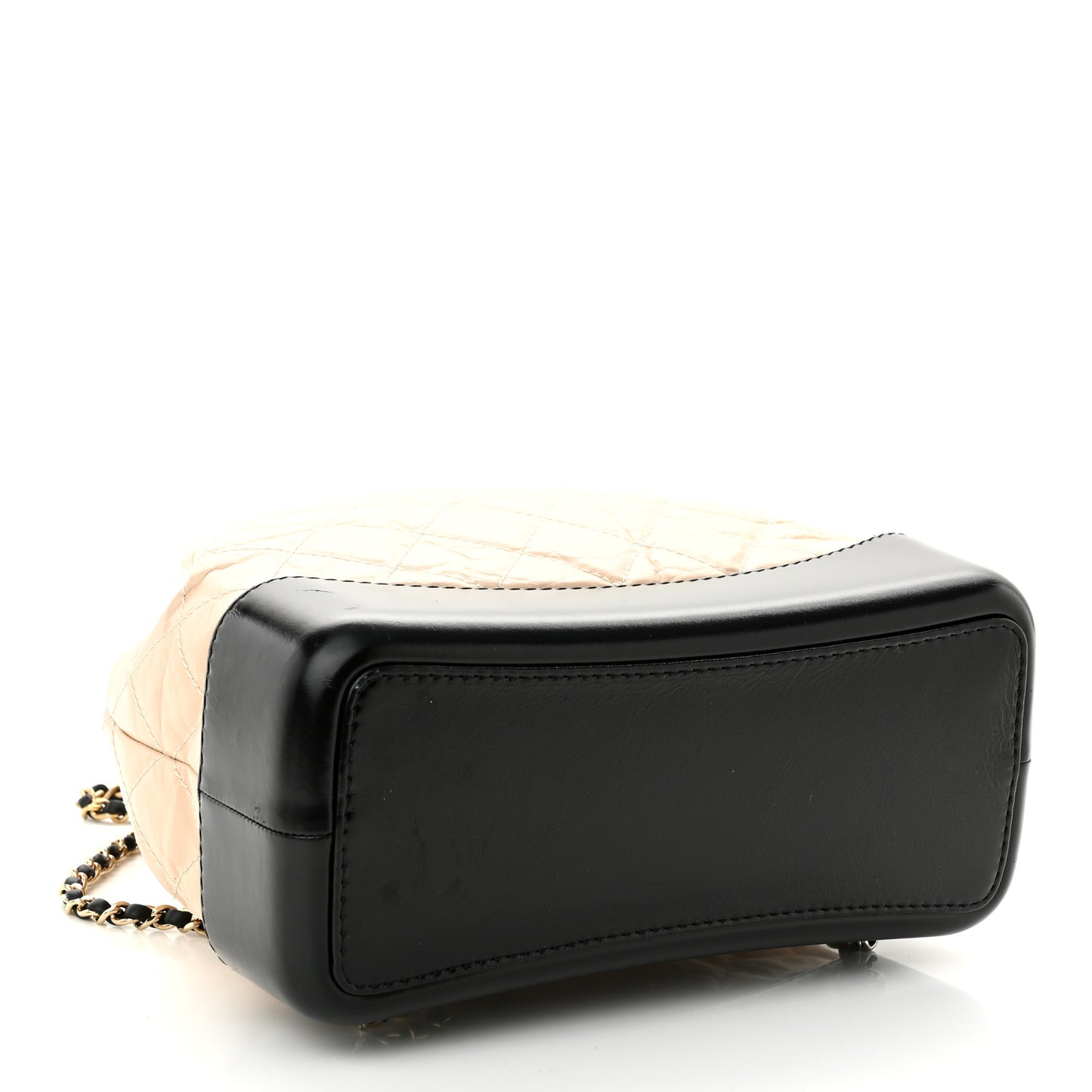 Aged Calfskin Quilted Gabrielle Backpack Beige Black