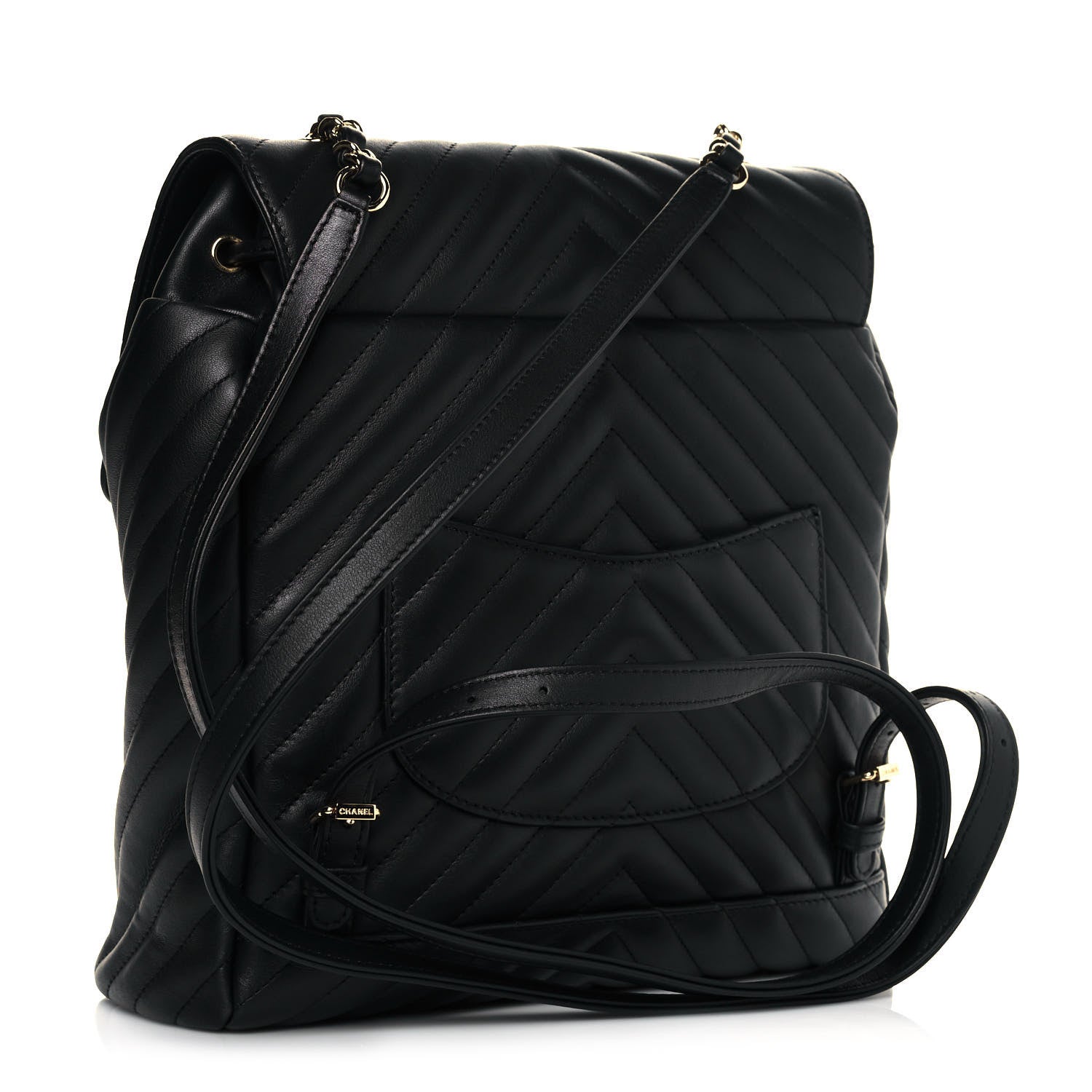 Chanel Calfskin Chevron Quilted Large Urban Spirit Backpack Black 3 of 12