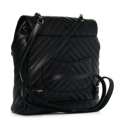 Chanel Calfskin Chevron Quilted Large Urban Spirit Backpack Black 3 of 12