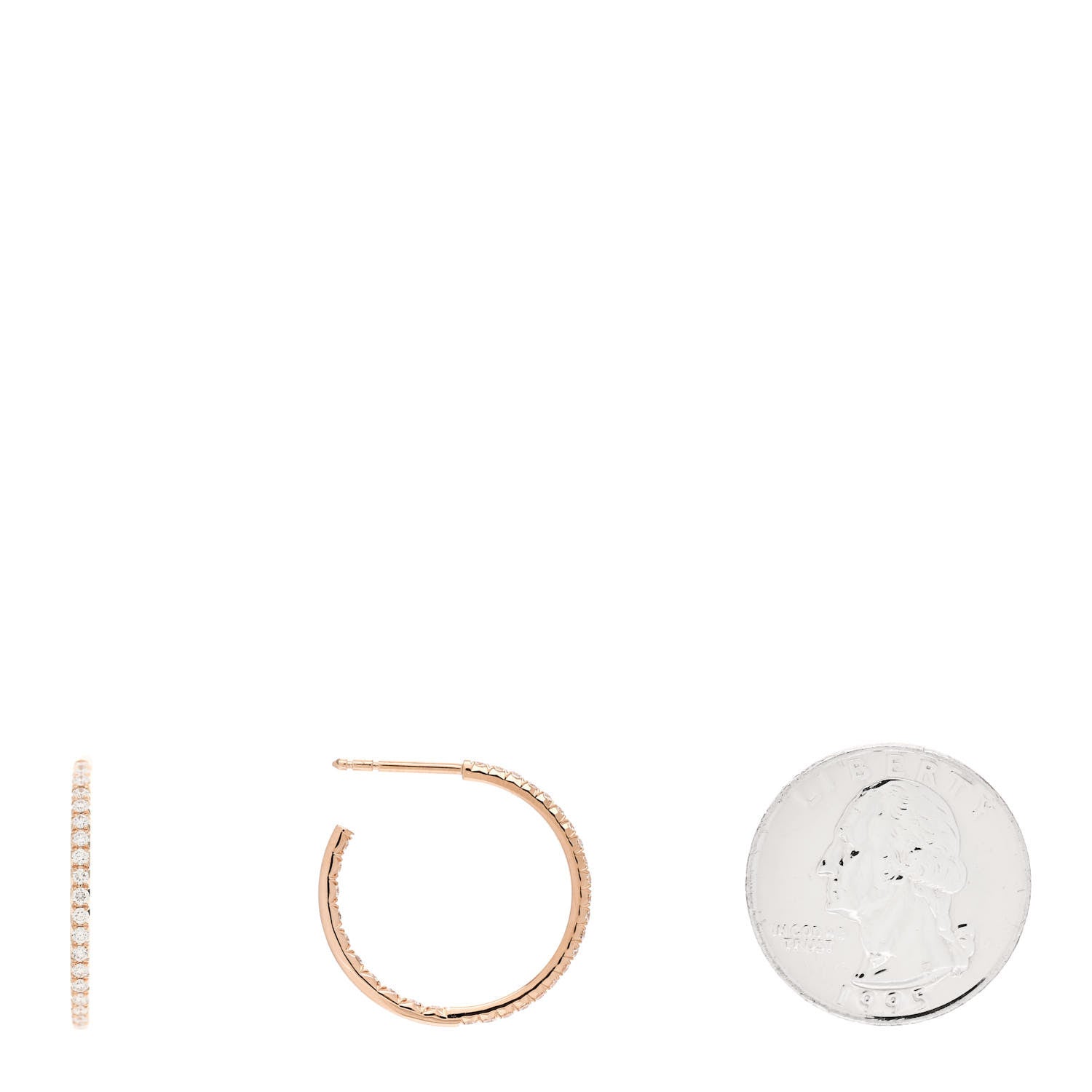 Tiffany 18K Rose Gold Diamond Medium Metro Hoop Earrings 2 of 4