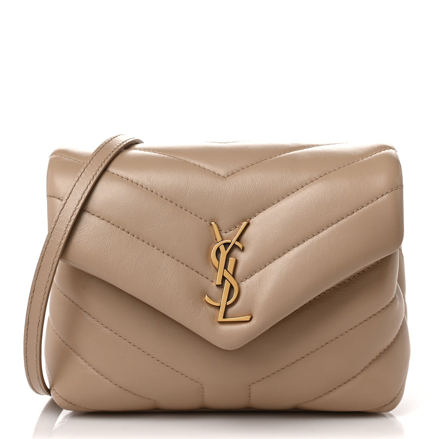 Calfskin Y Quilted Monogram Toy Loulou Crossbody Bag Dark Beige
