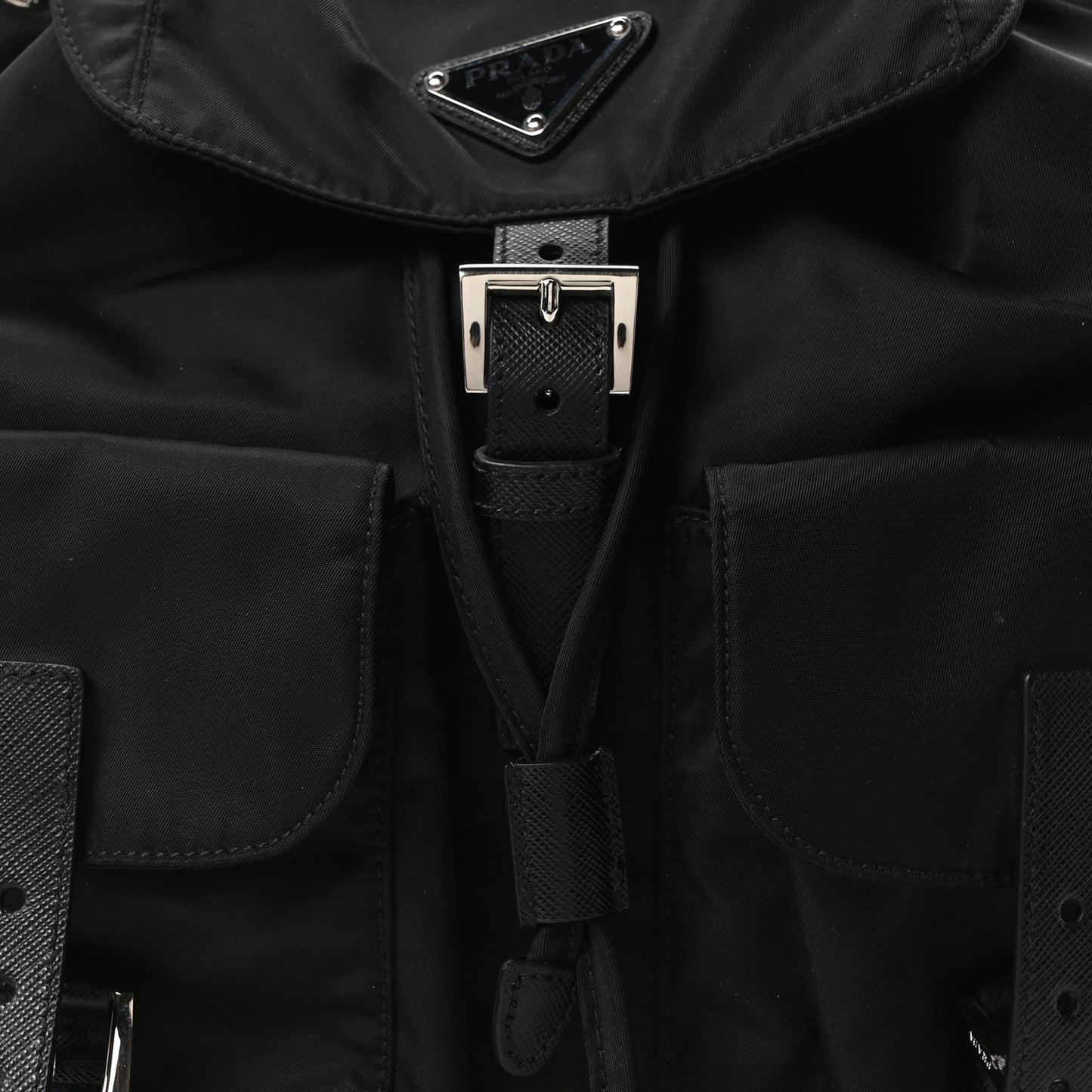 Tessuto Nylon Saffiano Medium Backpack Black