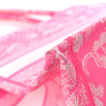 Christian Dior Canvas Embroidered Medium Toile De Jouy Reverse Book Tote Fluorescent Pink 9 of 17