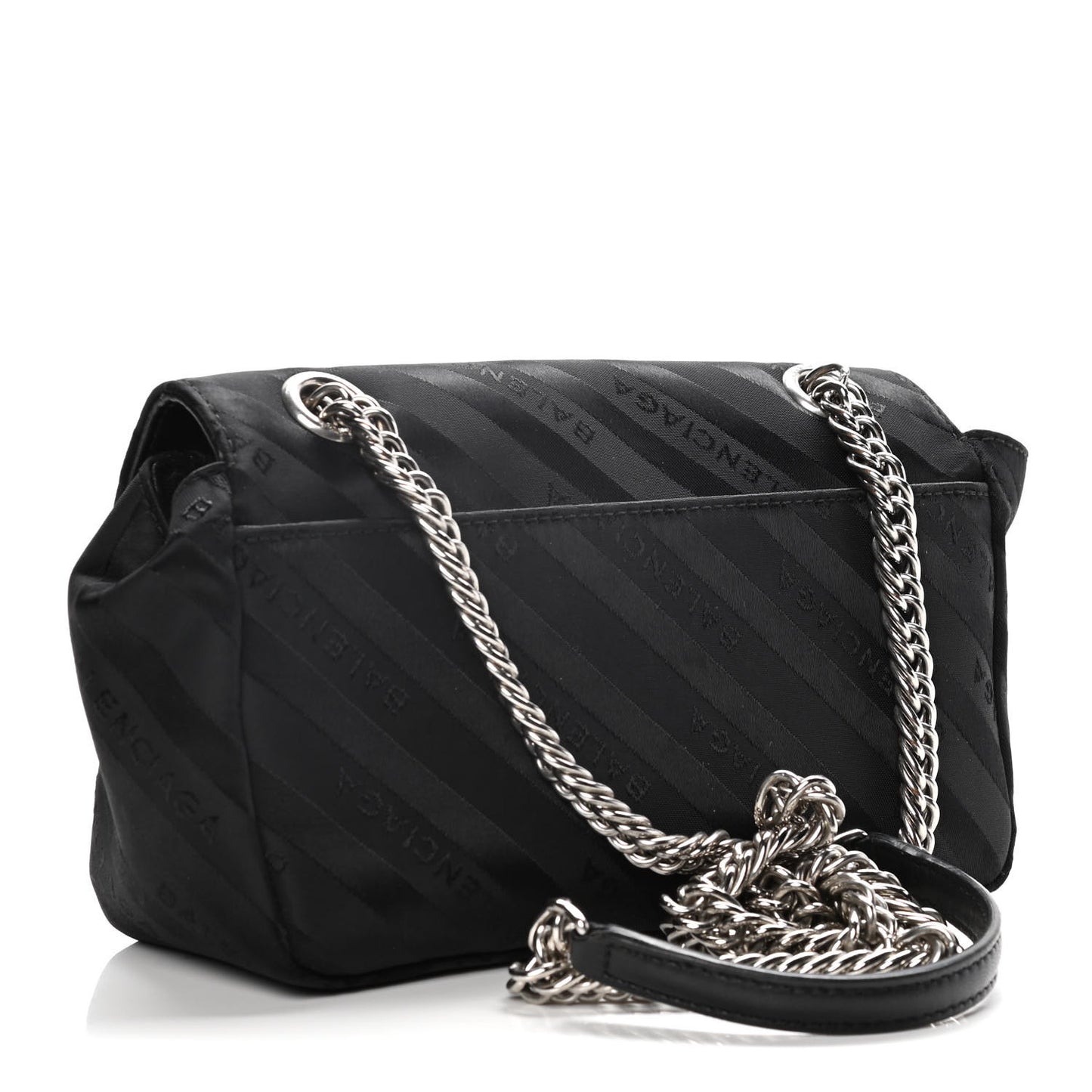 Nylon Jacquard Diagonal Logo S BB Round Shoulder Bag Black