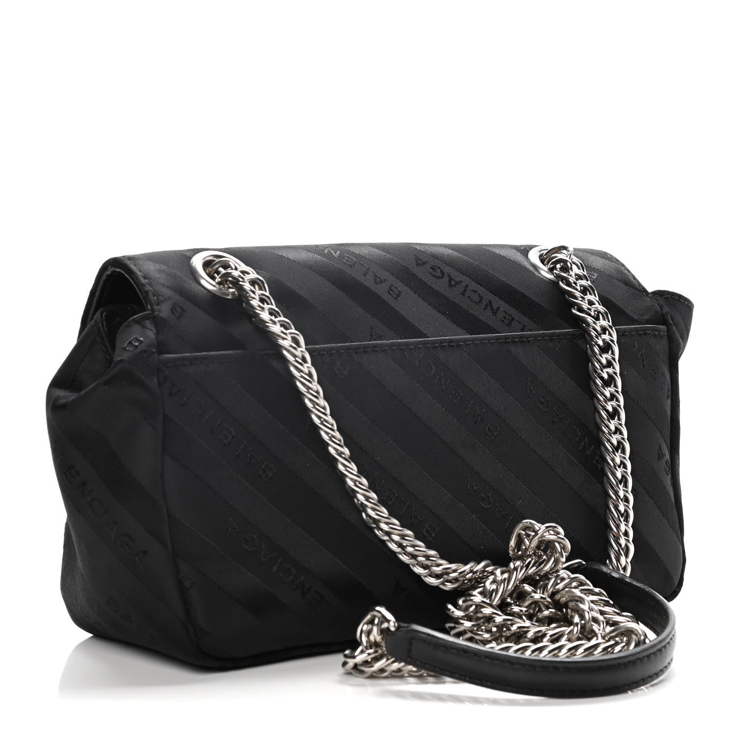 Balenciaga Nylon Jacquard Diagonal Logo S BB Round Shoulder Bag Black 3 of 12