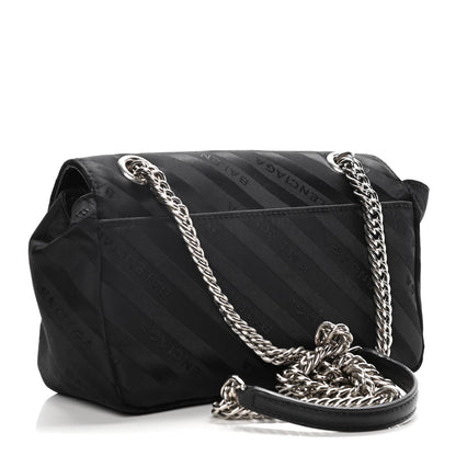 Balenciaga Nylon Jacquard Diagonal Logo S BB Round Shoulder Bag Black 3 of 12
