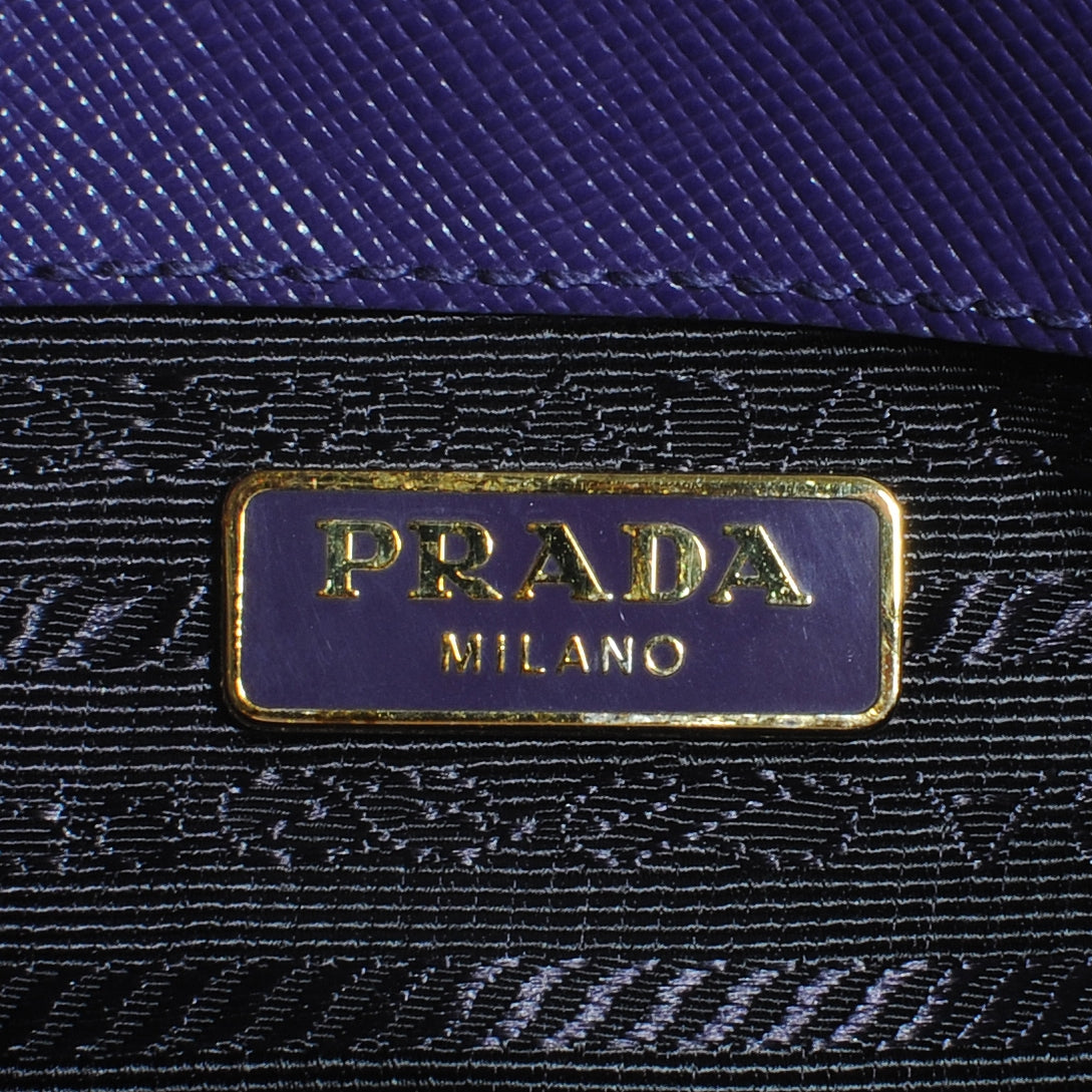 Prada Saffiano Lux Detachable Chain Clutch Wallet Viola 6 of 7