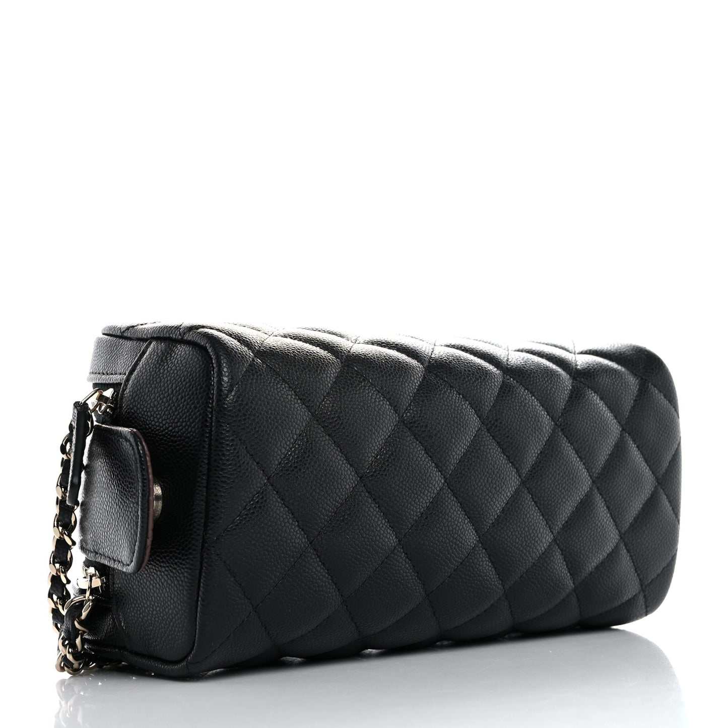 Caviar Quilted Toiletry Case With Chain Black