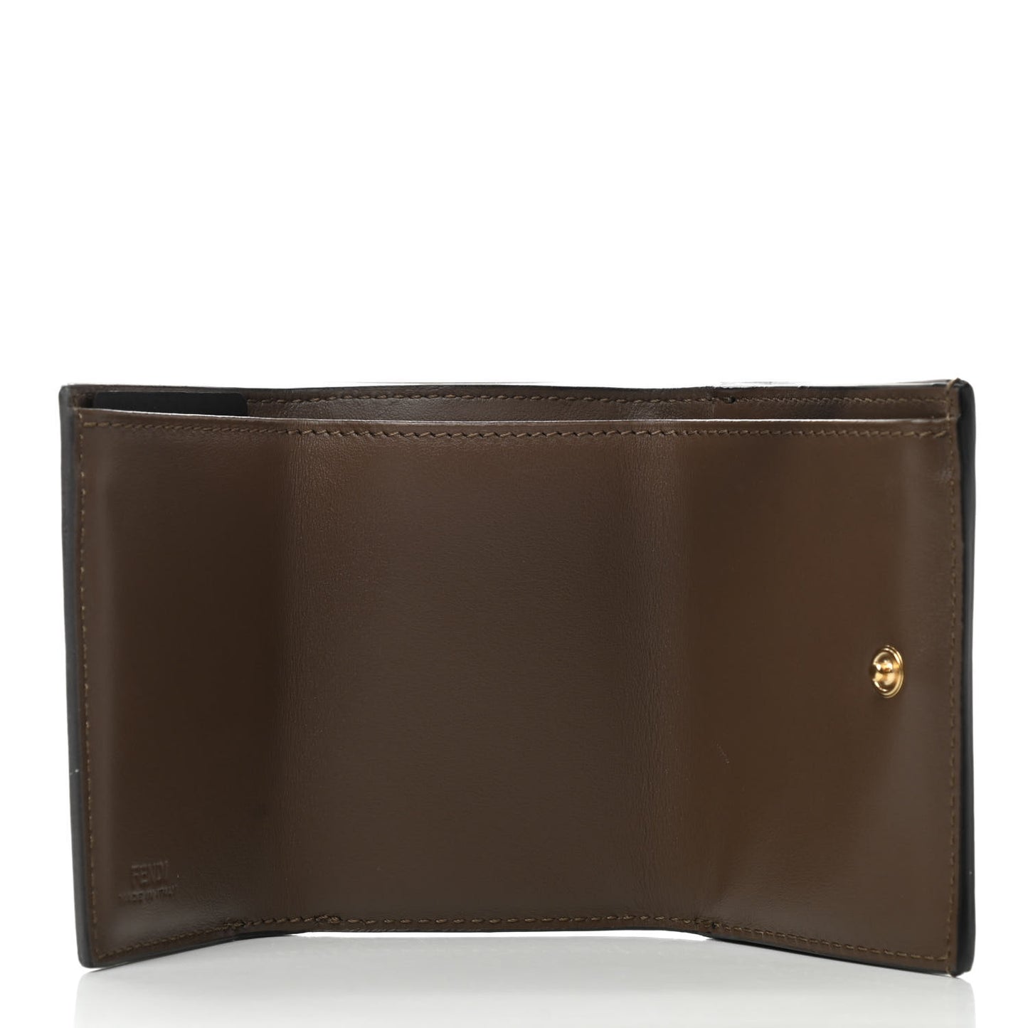 Vitello Soft F is Fendi Bi-Color FF 1974 Embossed Micro Tri-Fold Envelope Wallet Maya Black