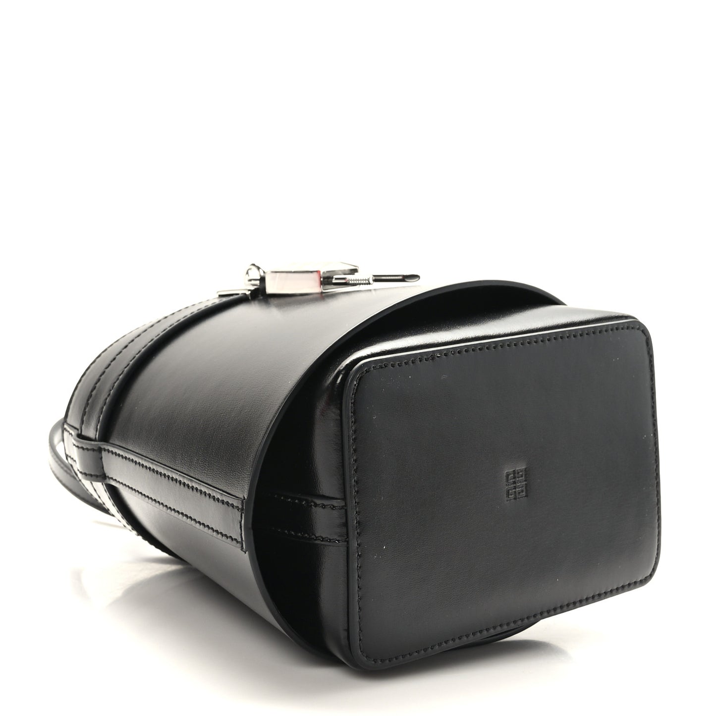 Box Calfskin Shark Lock Bucket Bag Black