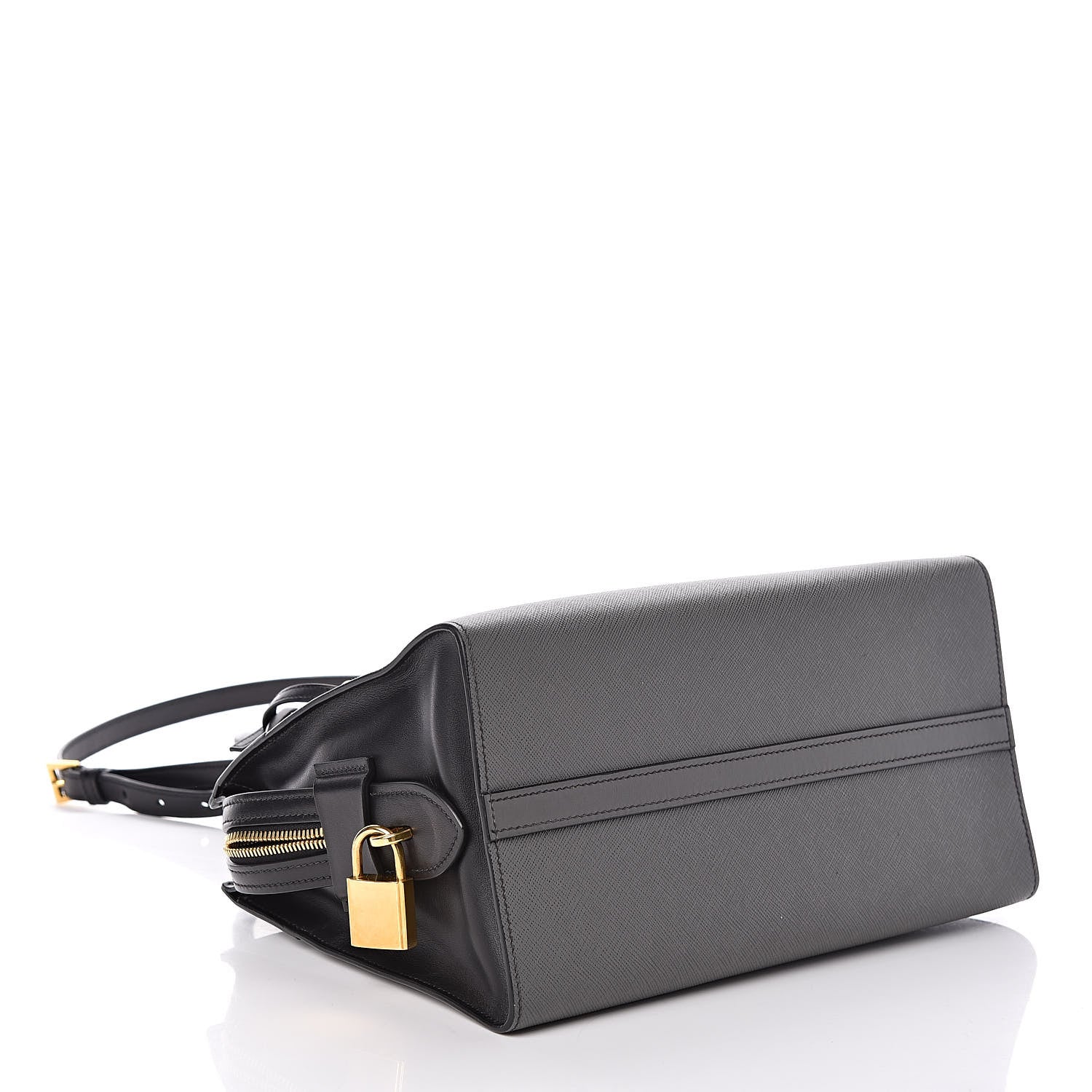 Prada Saffiano City Calf Medium Esplanade Tote Mercurio Black 4 of 8