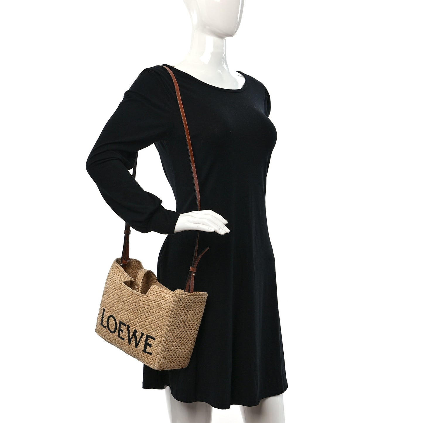 Raffia Small Paula's Ibiza Logo Tote Natural Tan