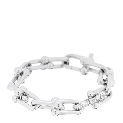 Tiffany 18K White Gold Diamond Large HardWear Link Bracelet 1 of 4
