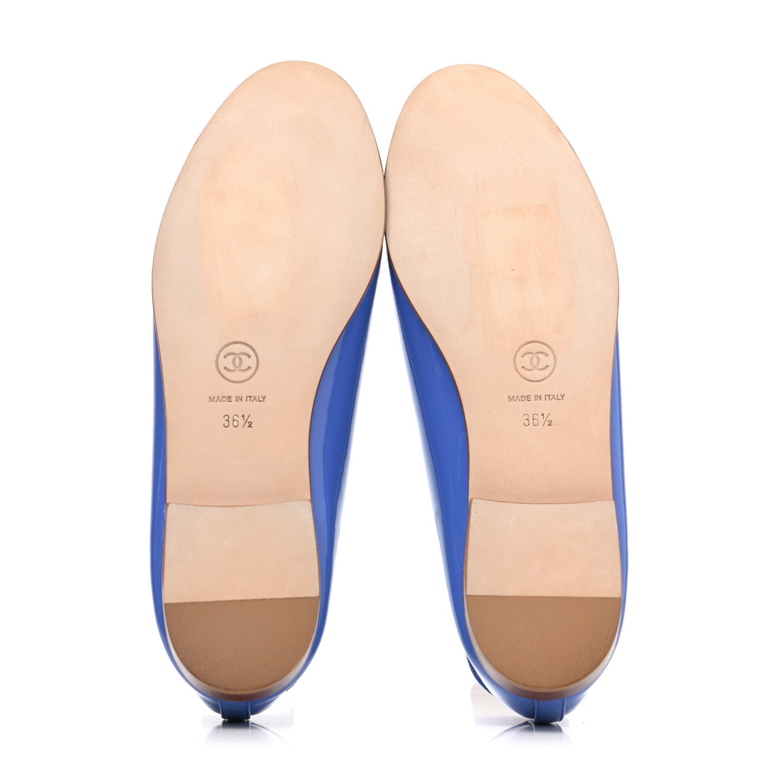 Chanel Patent Calfskin CC Cap Toe Ballerina Flats 36.5 Blue 4 of 4