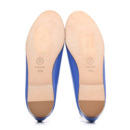 Chanel Patent Calfskin CC Cap Toe Ballerina Flats 36.5 Blue 4 of 4