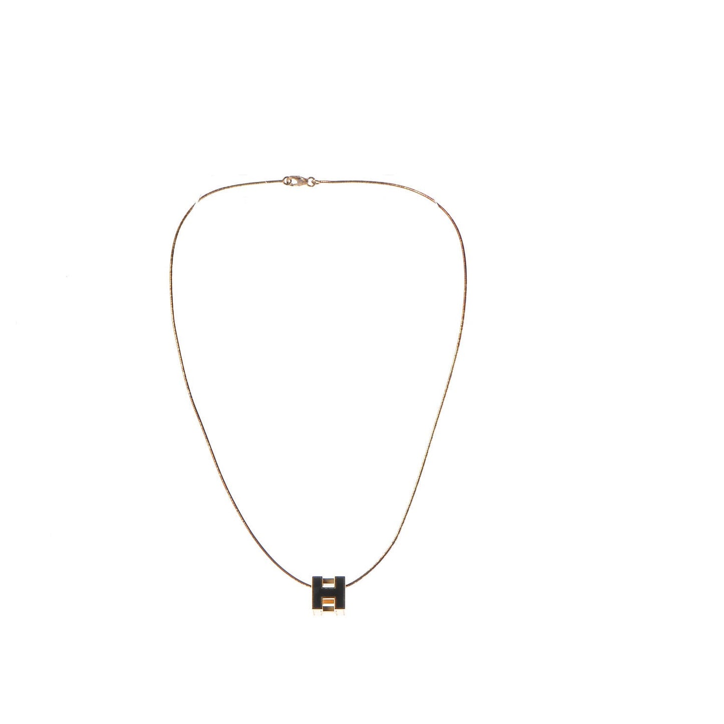 Gold Lacquered Cage d'H Pendant Necklace Black