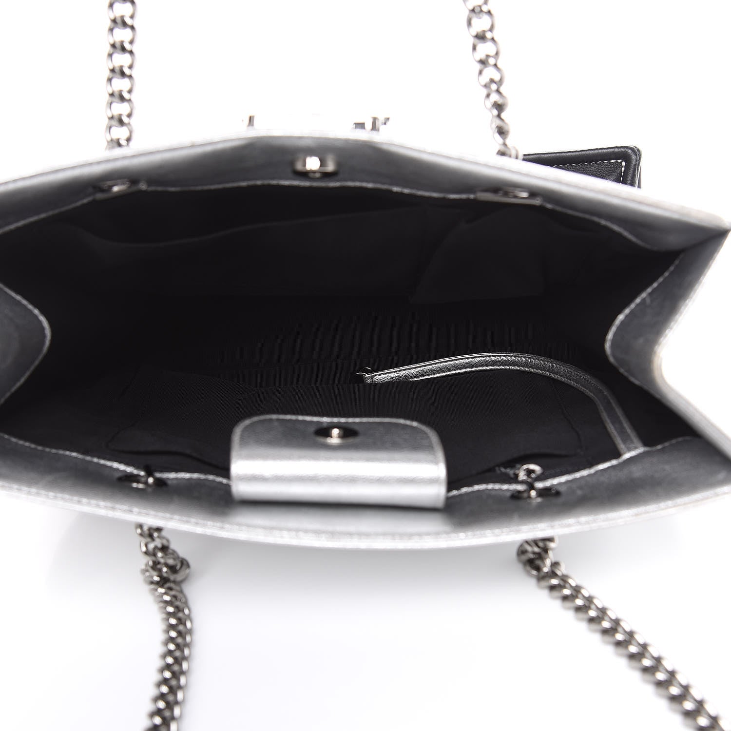 Chanel Metallic Goatskin Calfskin Bi-Color Large Boy Tote Black Silver 5 of 18
