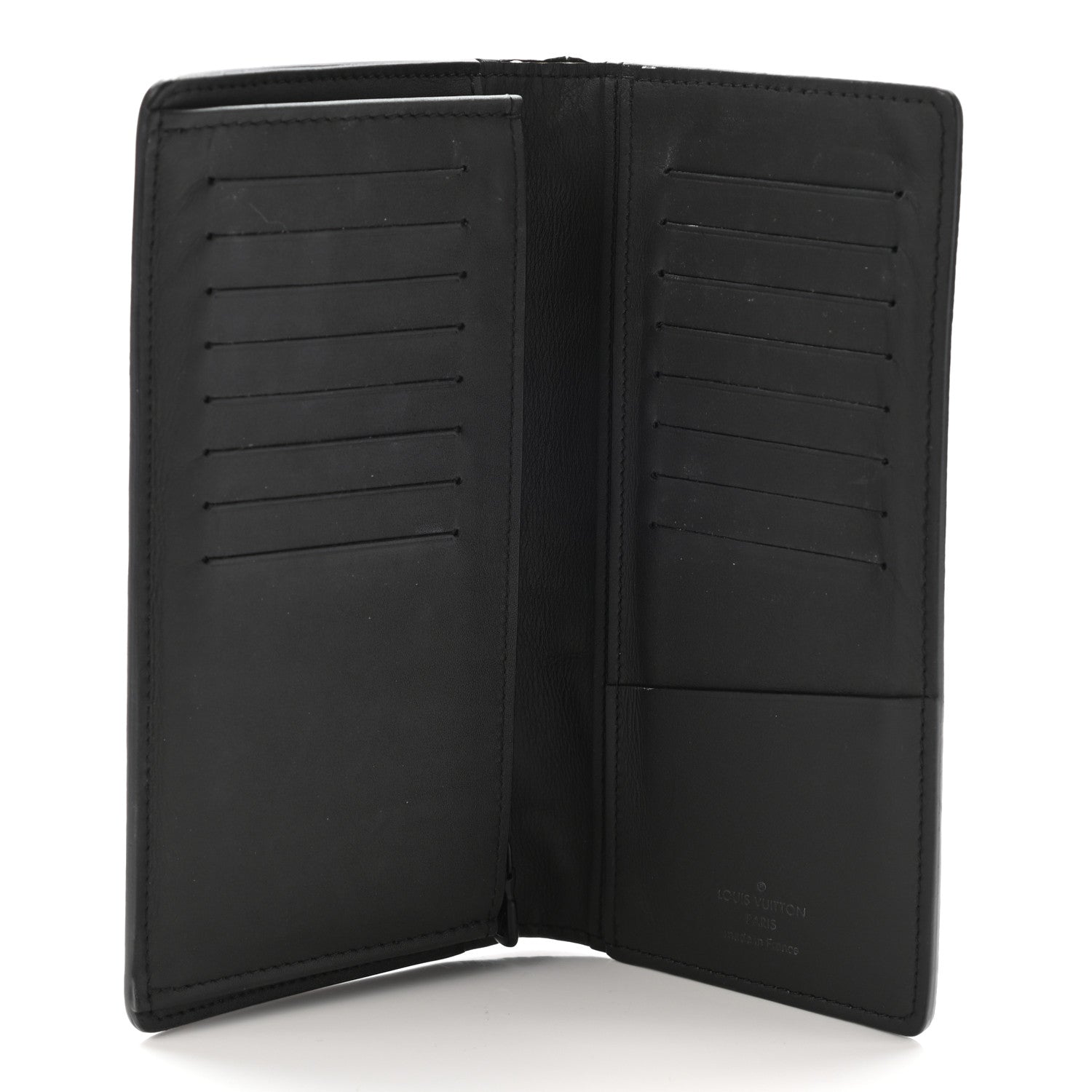 Louis Vuitton Calfskin Monogram Shadow Brazza Wallet Black 5 of 10