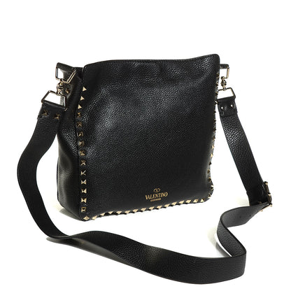 Valentino Garavani Pebbled Calfskin Small Rockstud Flip-Lock Messenger Bag Black 3 of 8