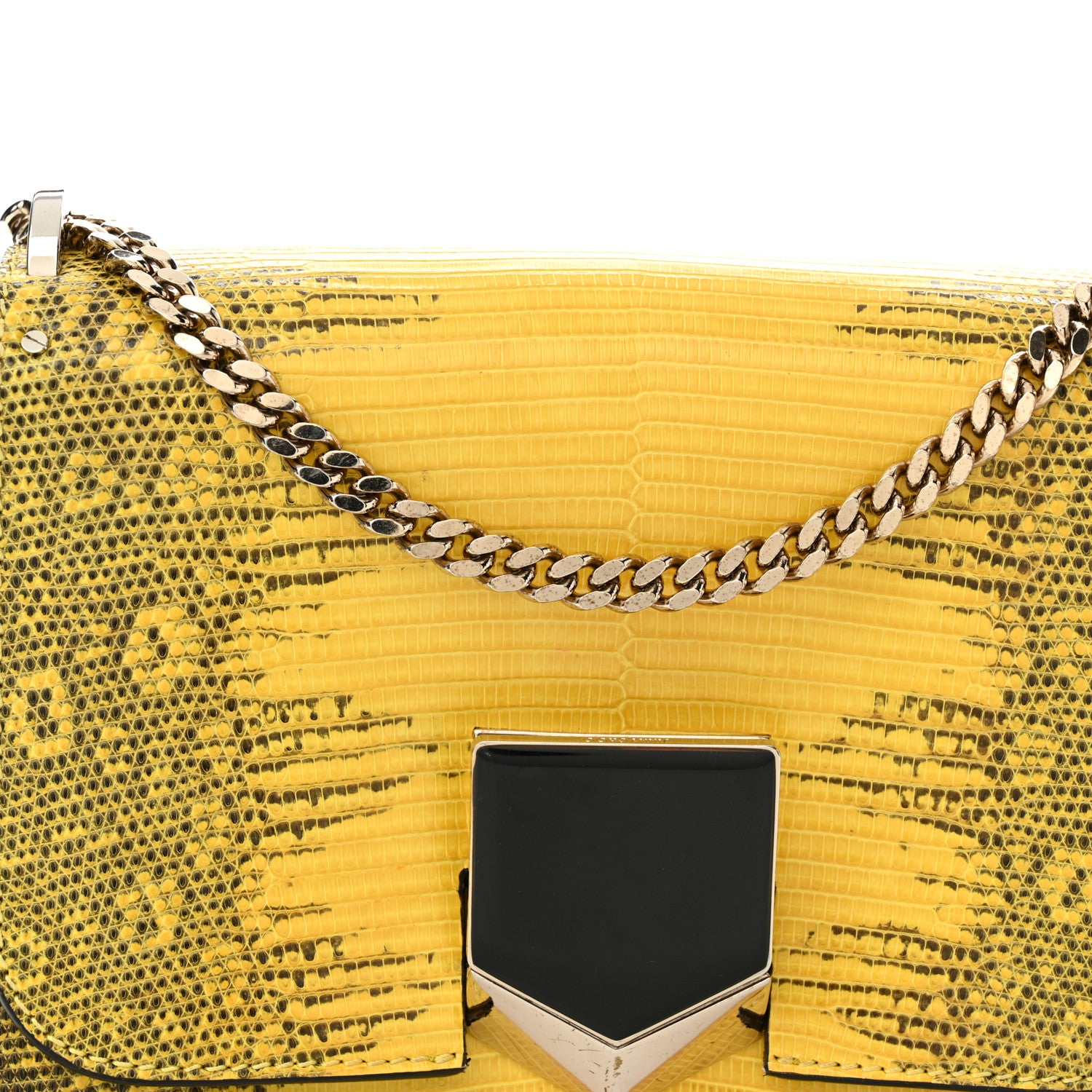 Jimmy Choo Lizard Lockett Petite Shoulder Bag Yellow 7 of 11