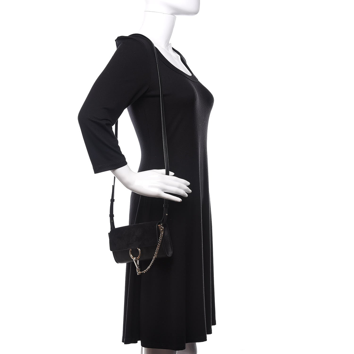 Chloe Suede Calfskin Mini Faye Shoulder Bag Black 2 of 9