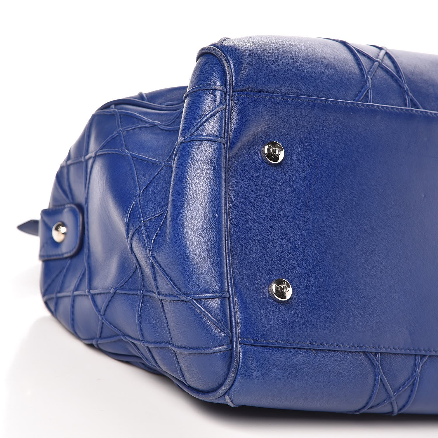 Christian Dior Lambskin Cannage Granville Polochon Blue 12 of 21