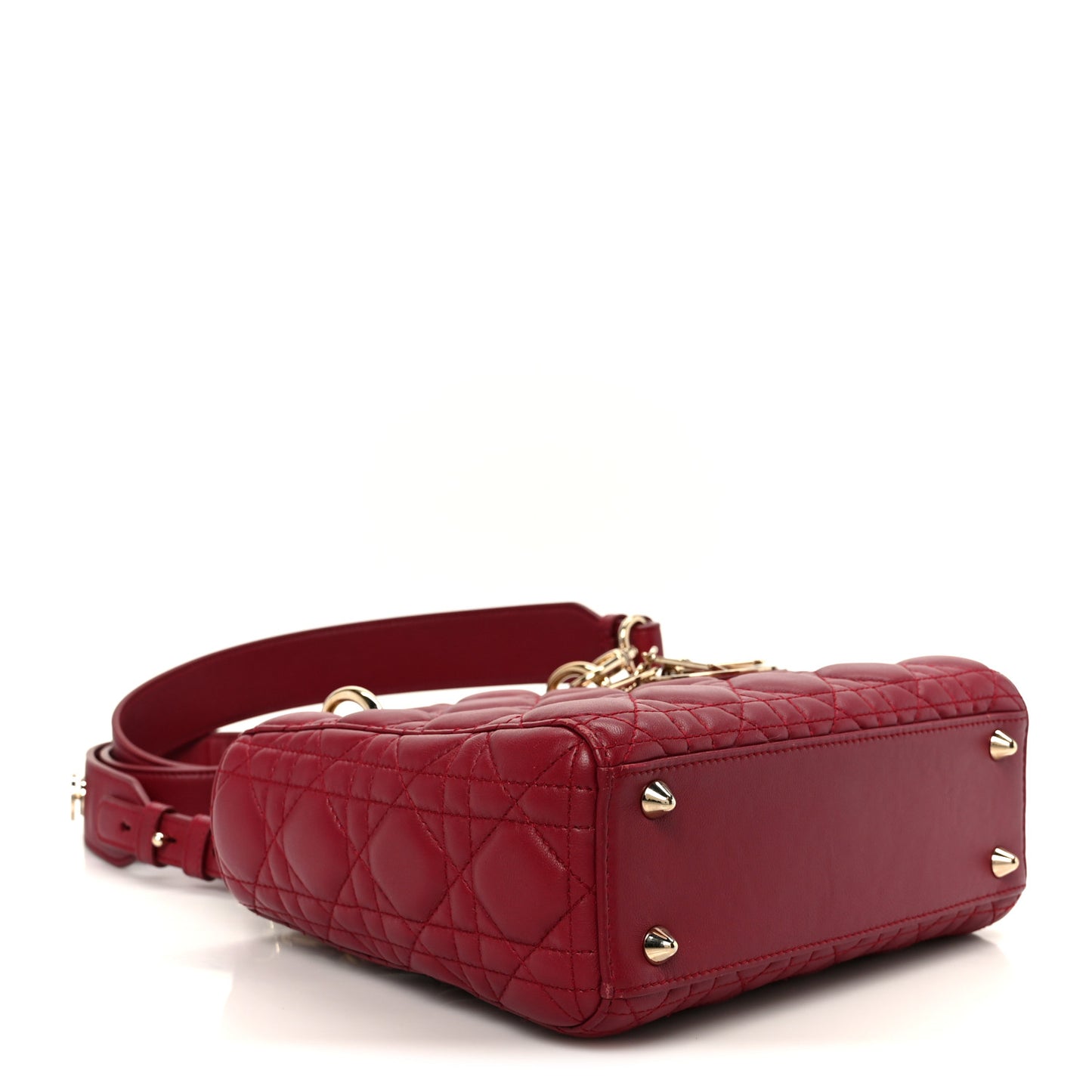 Lambskin Cannage Small Lucky Badges My Lady Dior Scarlet Red