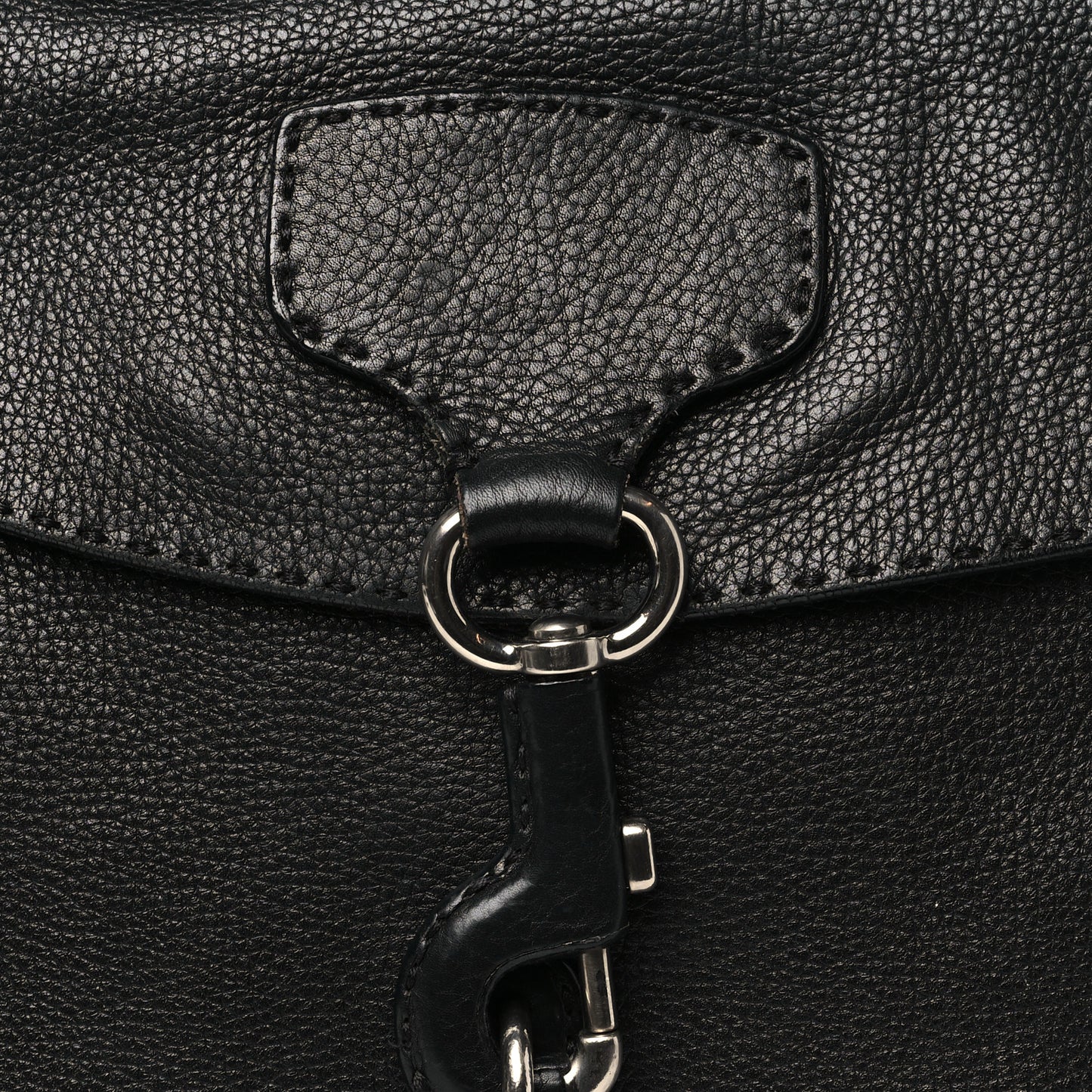 Vitello Daino Shoulder Flap Bag Black