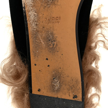 Gucci Velvet Fur Womens Princetown Slippers 37.5 Black 9 of 12