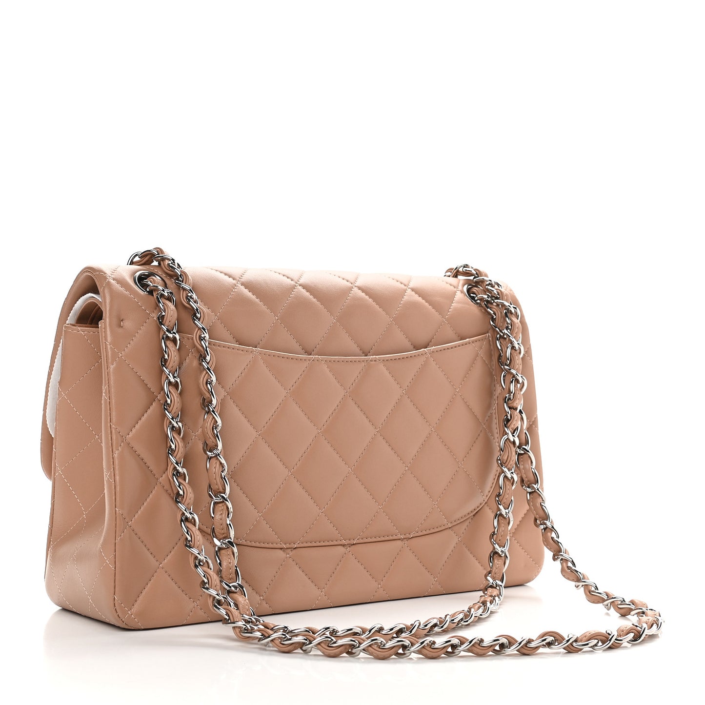 Lambskin Quilted Jumbo Double Flap Dark Beige