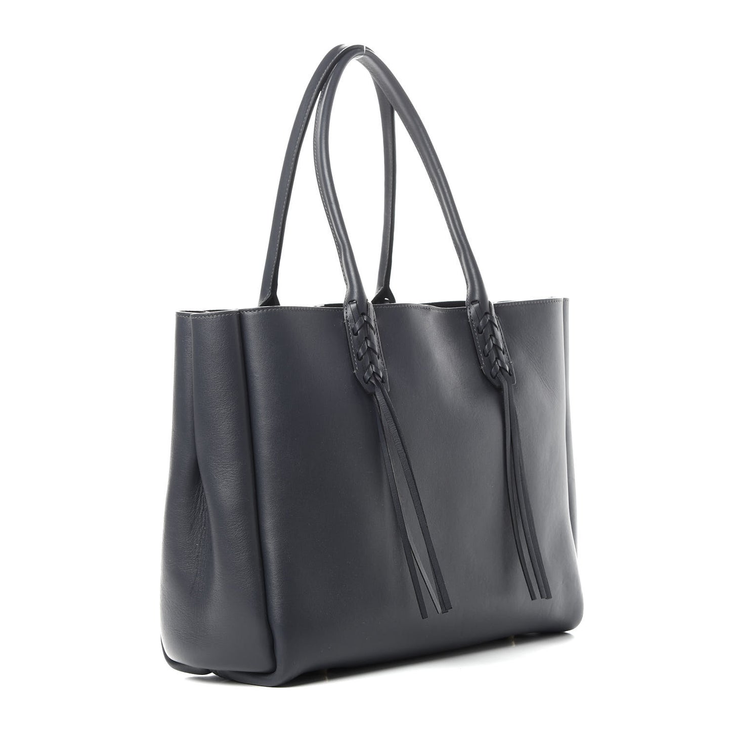 Smooth Calfskin Small Fringe Shopper Tote Navy