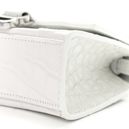 Balenciaga Shiny Calfskin Crocodile Embossed Hourglass Top Handle Bag Mini White 10 of 10