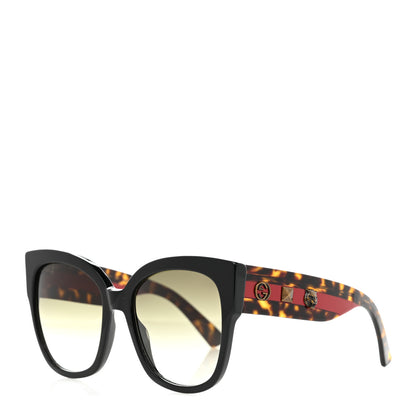 Gucci Acetate Square Frame Web Sunglasses GG0059S Black Tortoise 1 of 8