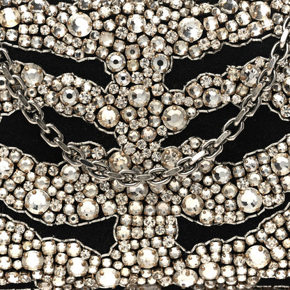Alexander McQueen Suede Crystal Skull Knuckle Chain Box Clutch Black 8 of 10