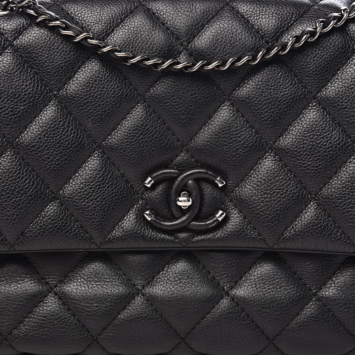 Chanel Calfskin Quilted Medium Frame In Chain Flap Black 12 of 12
