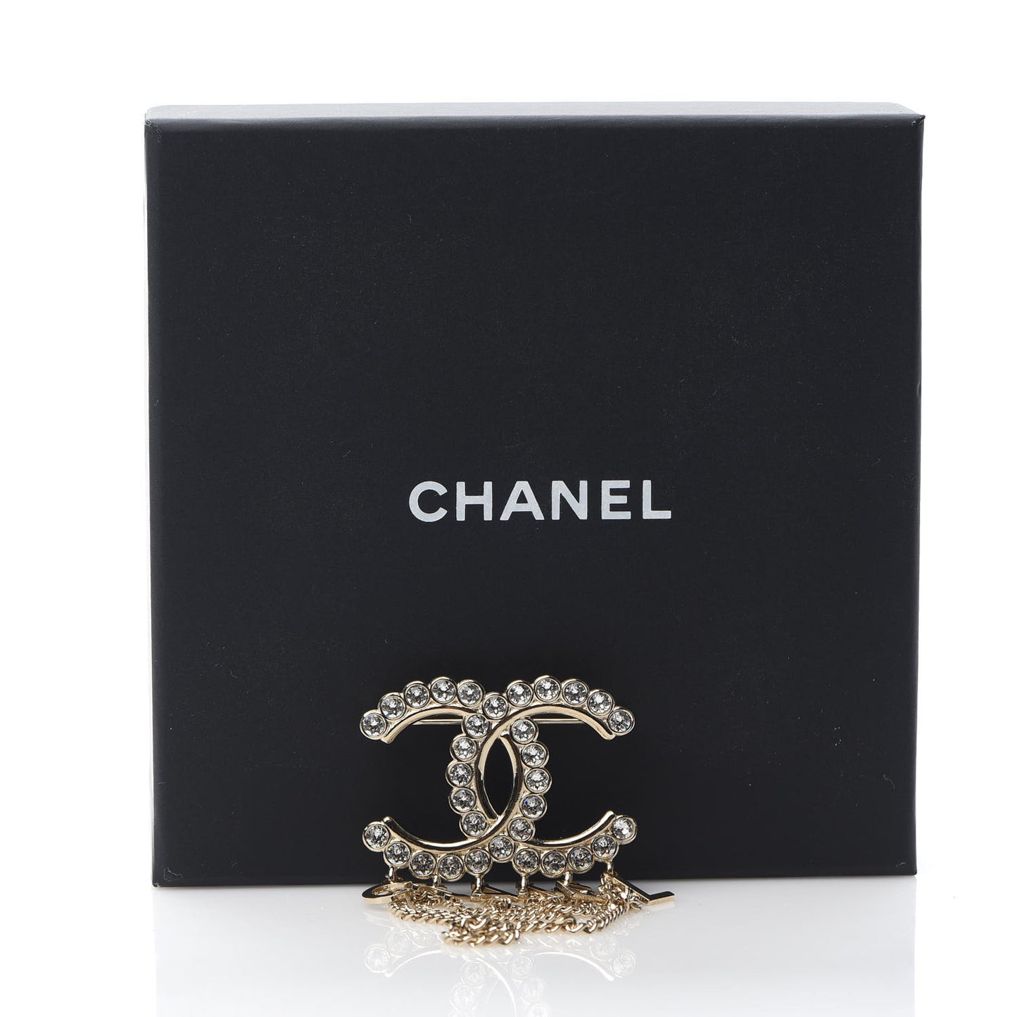 Metal Crystal Bow-tiful CC Chain Brooch Gold
