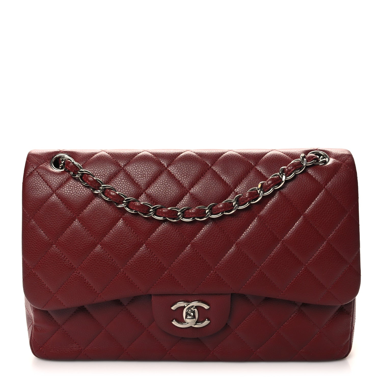 Chanel Caviar Quilted Jumbo Double Flap Dark Red 1 of 13