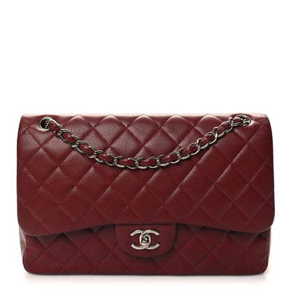 Chanel Caviar Quilted Jumbo Double Flap Dark Red 1 of 13